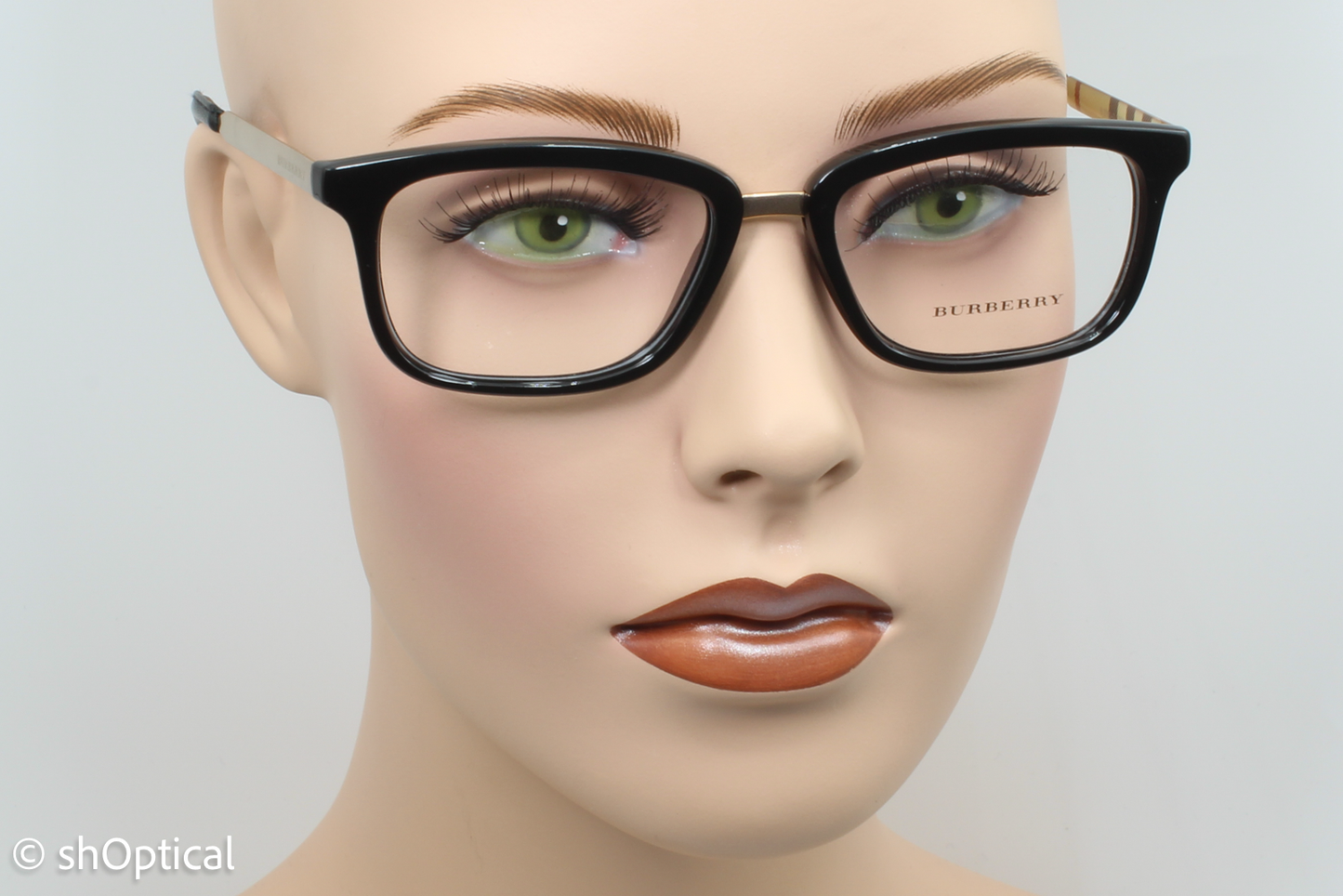 Burberry B2180-Q  Female Square Glasses Frame Black & Gold 52mm