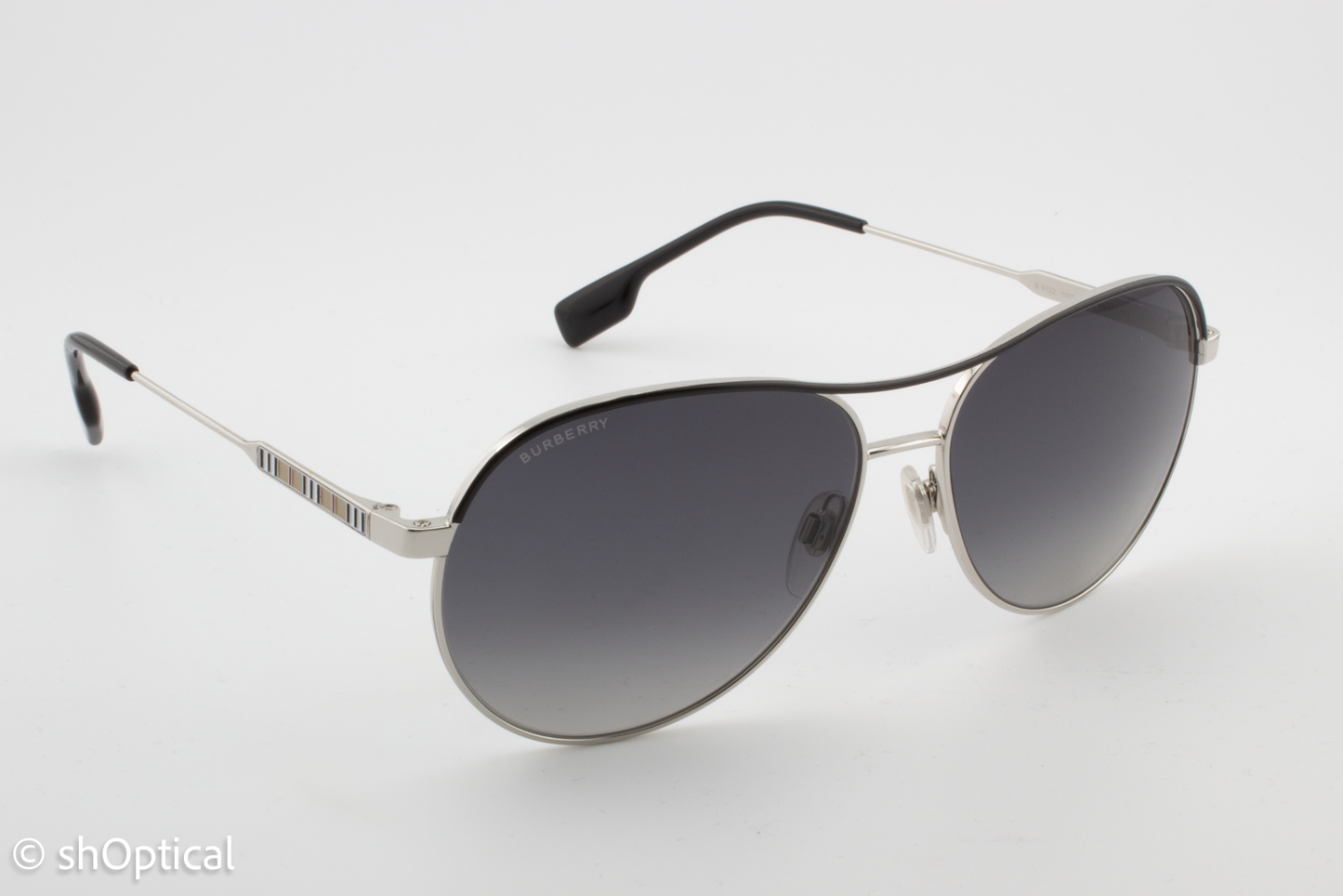 Burberry B3122 1005/T3 Unisex Full Rim Sunglasses Silver/Black 59mm