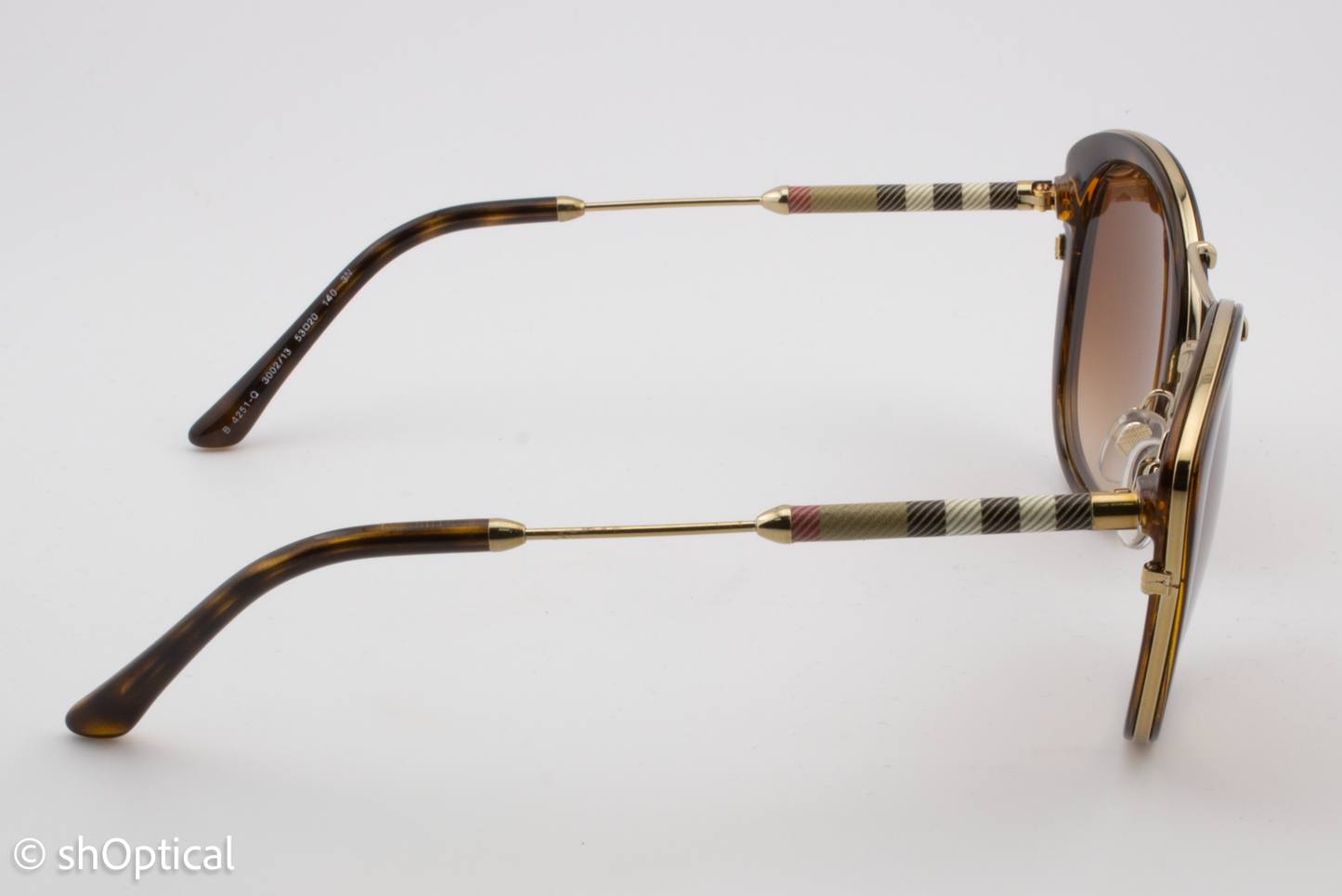 Burberry B4251-Q 3002/13 Womens Full Rim Sunglasses Tortoiseshell, Gold & Tartan 53mm