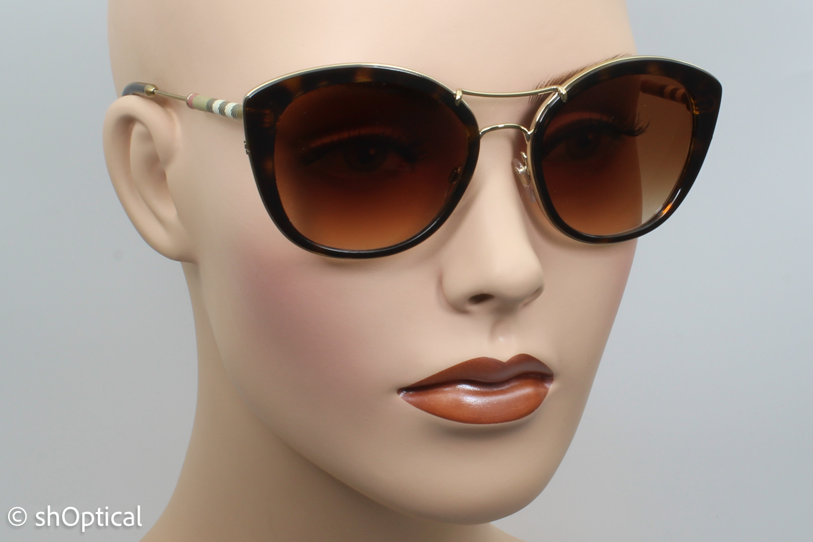 Burberry B4251-Q 3002/13 Womens Full Rim Sunglasses Tortoiseshell, Gold & Tartan 53mm