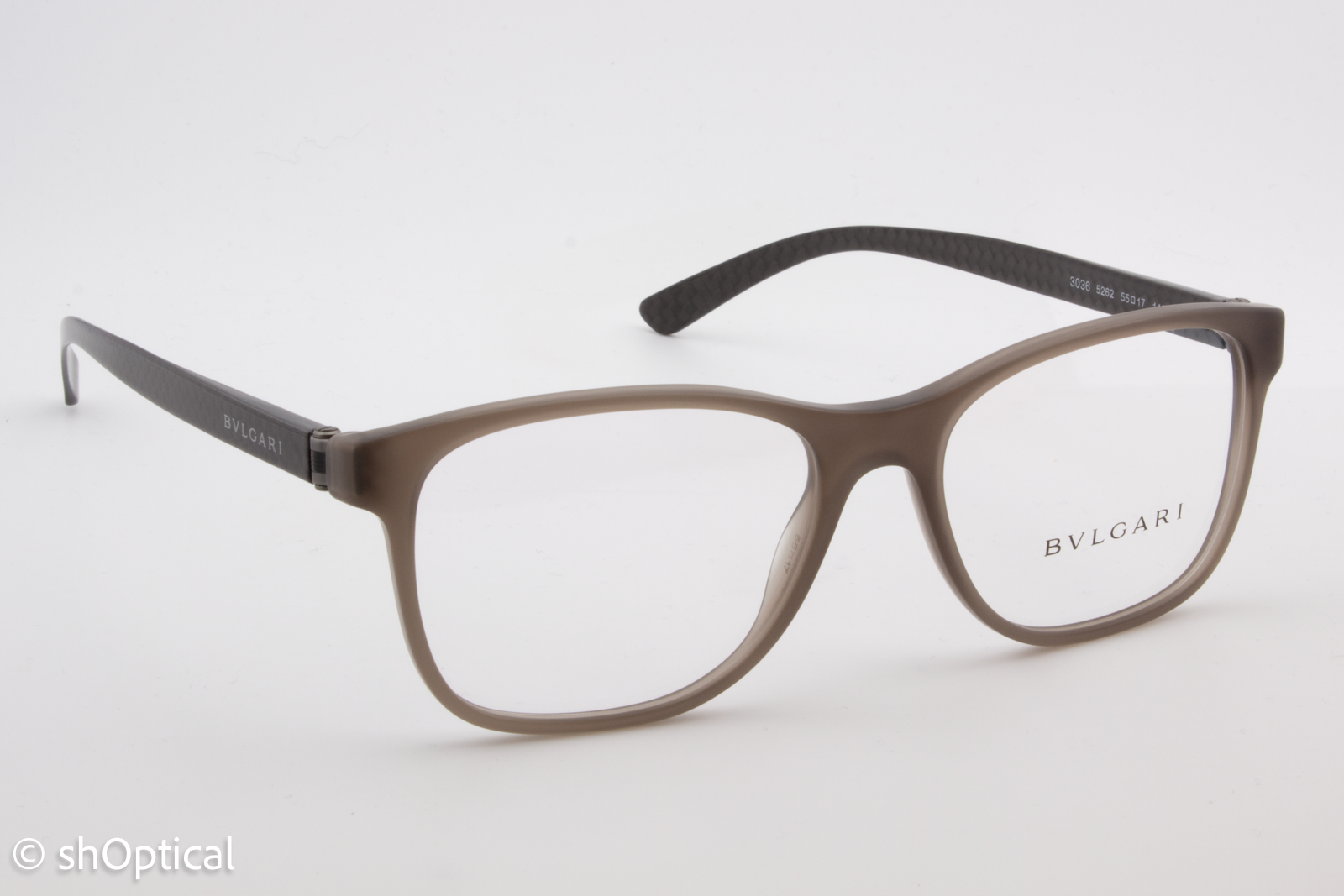 Bvlgari 3036  Male Square Glasses Frame Matte Turtledove Grey 55mm