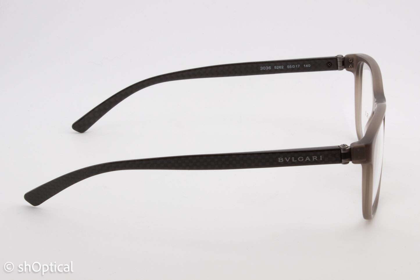 Bvlgari 3036  Male Square Glasses Frame Matte Turtledove Grey 55mm