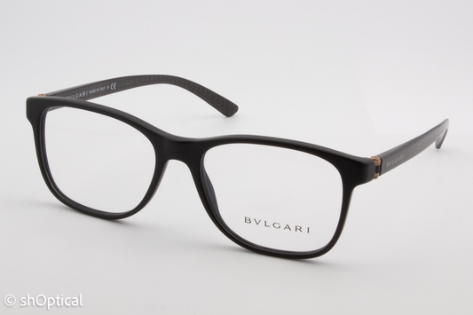 Bvlgari 3036  Male Square Glasses Frame Matte Black 55mm