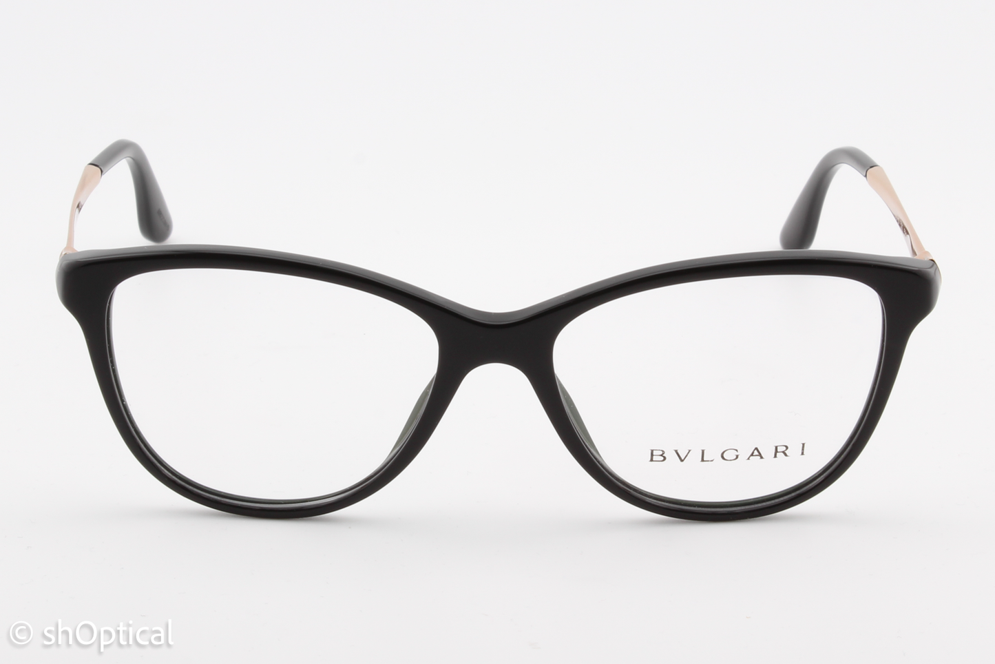 Bvlgari 4108-B  Female Cat Eye Glasses Frame Black/Gold 53mm