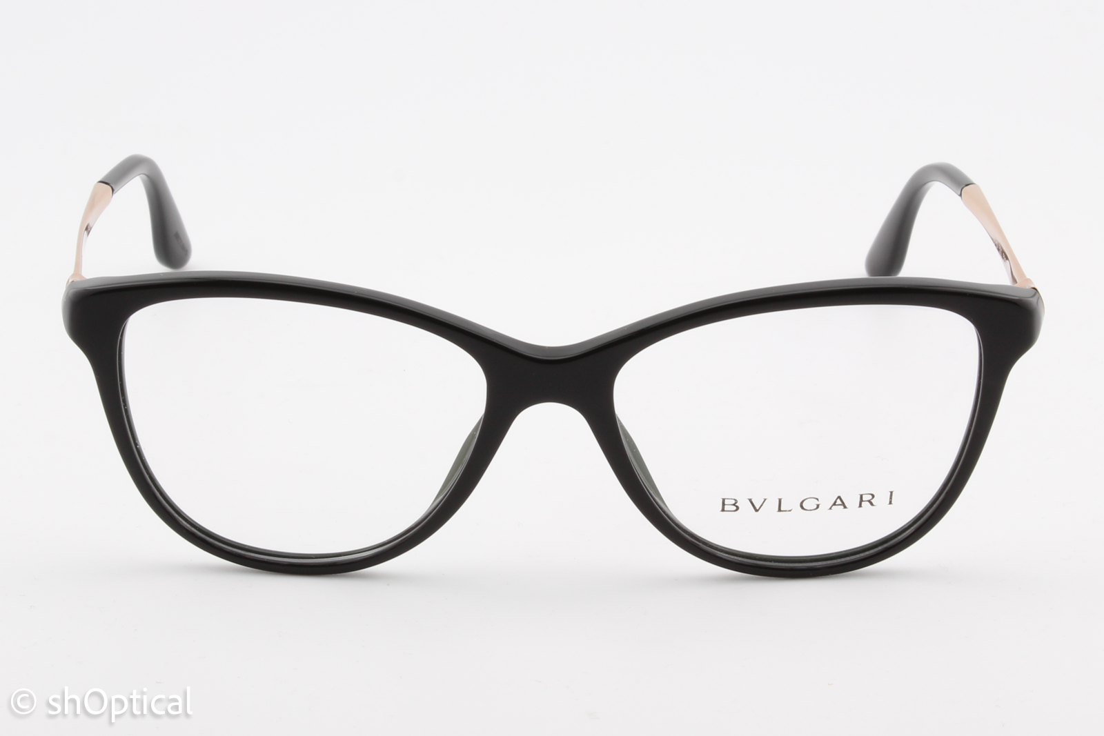 Bvlgari 4108-B  Female Cat Eye Glasses Frame Black/Gold 53mm