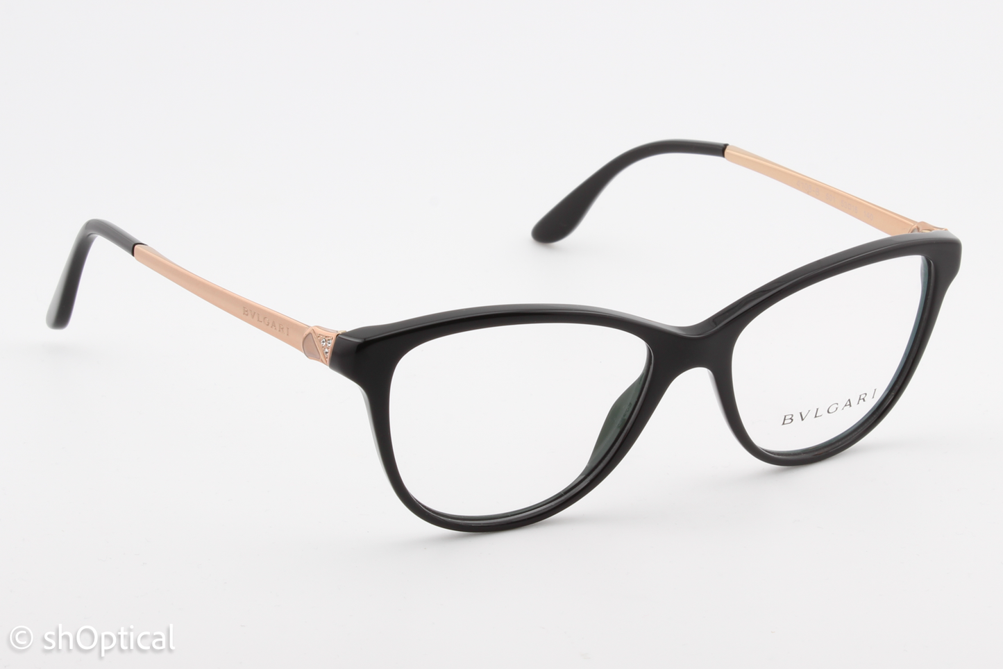 Bvlgari 4108-B  Female Cat Eye Glasses Frame Black/Gold 53mm