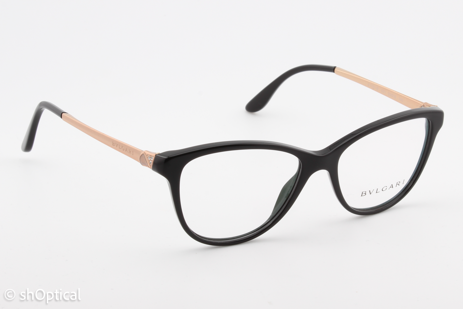 Bvlgari 4108-B  Female Cat Eye Glasses Frame Black/Gold 53mm