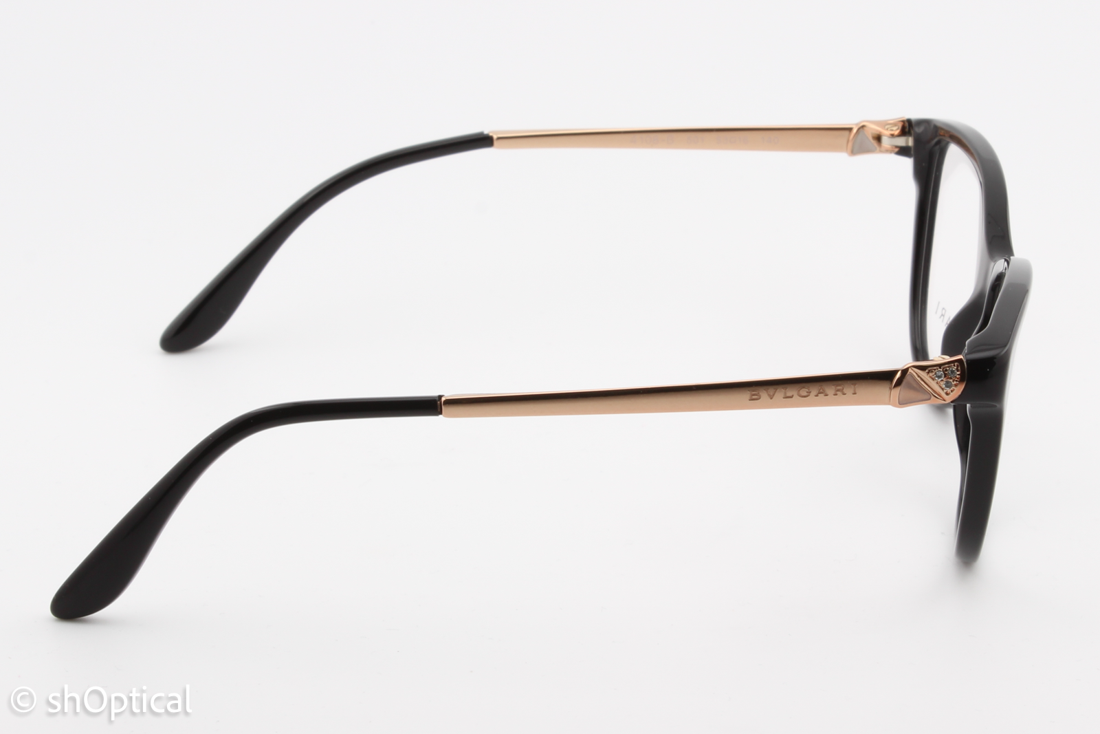 Bvlgari 4108-B  Female Cat Eye Glasses Frame Black/Gold 53mm