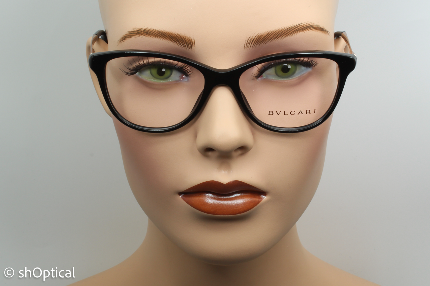 Bvlgari 4108-B  Female Cat Eye Glasses Frame Black/Gold 53mm