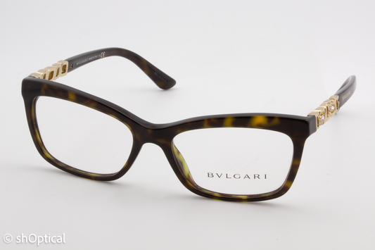 Bvlgari 4116-B  Female Rectangular Glasses Frame Dark Havana 52mm