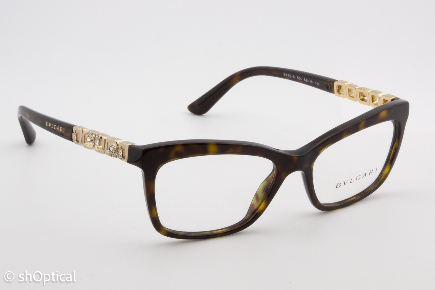 Bvlgari 4116-B  Female Rectangular Glasses Frame Dark Havana 52mm
