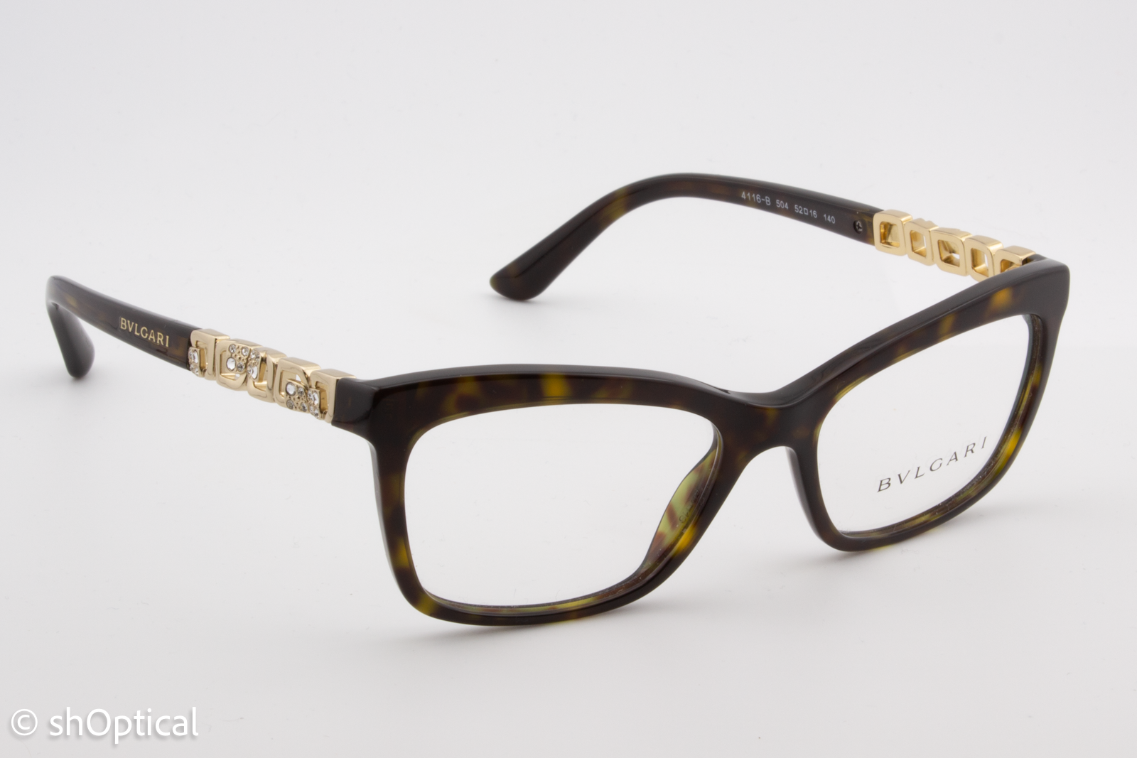 Bvlgari 4116-B  Female Rectangular Glasses Frame Dark Havana 52mm