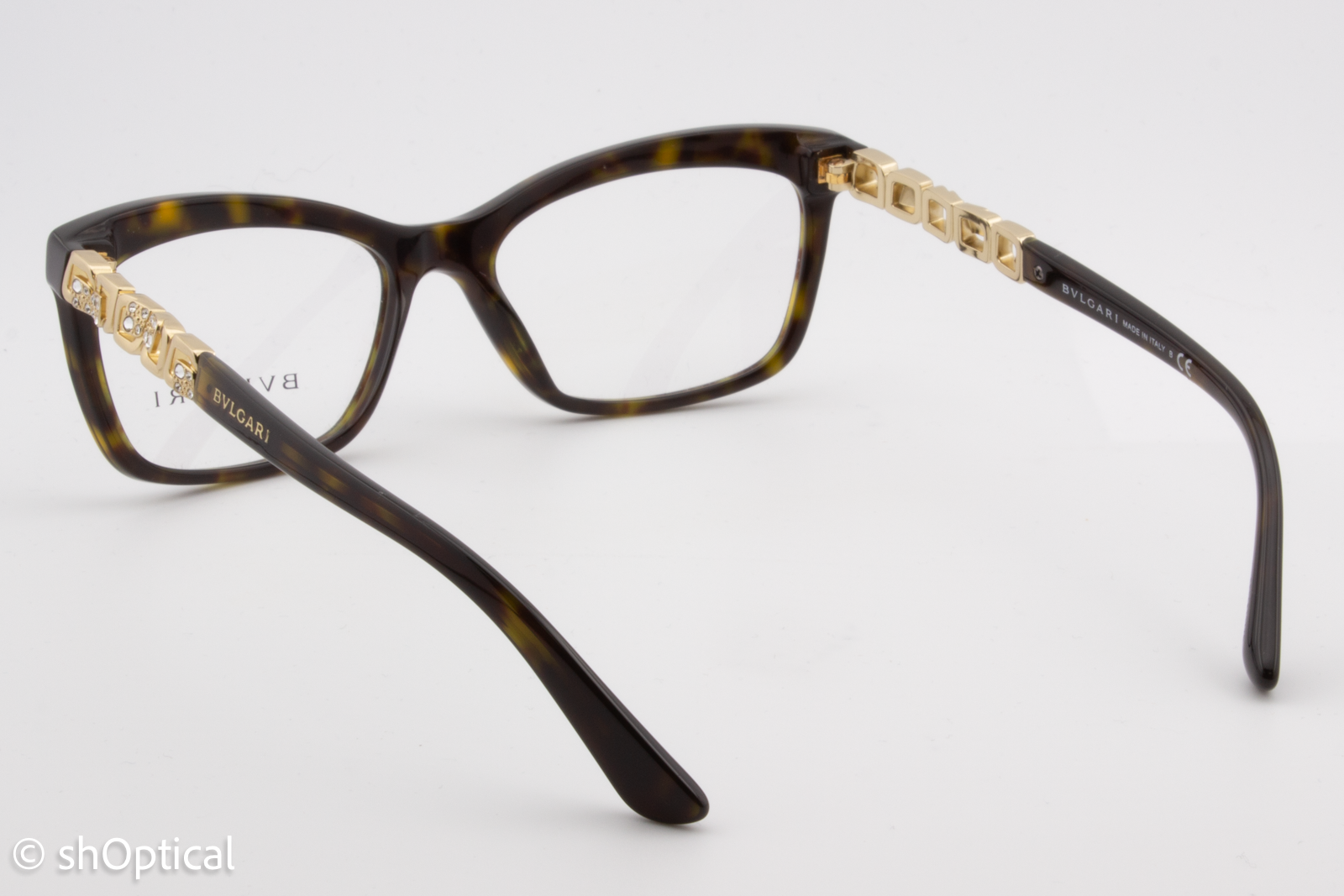 Bvlgari 4116-B  Female Rectangular Glasses Frame Dark Havana 52mm