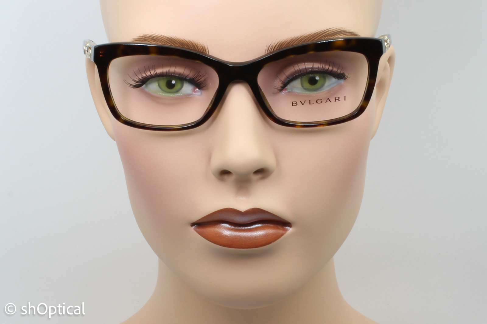 Bvlgari 4116-B  Female Rectangular Glasses Frame Dark Havana 52mm