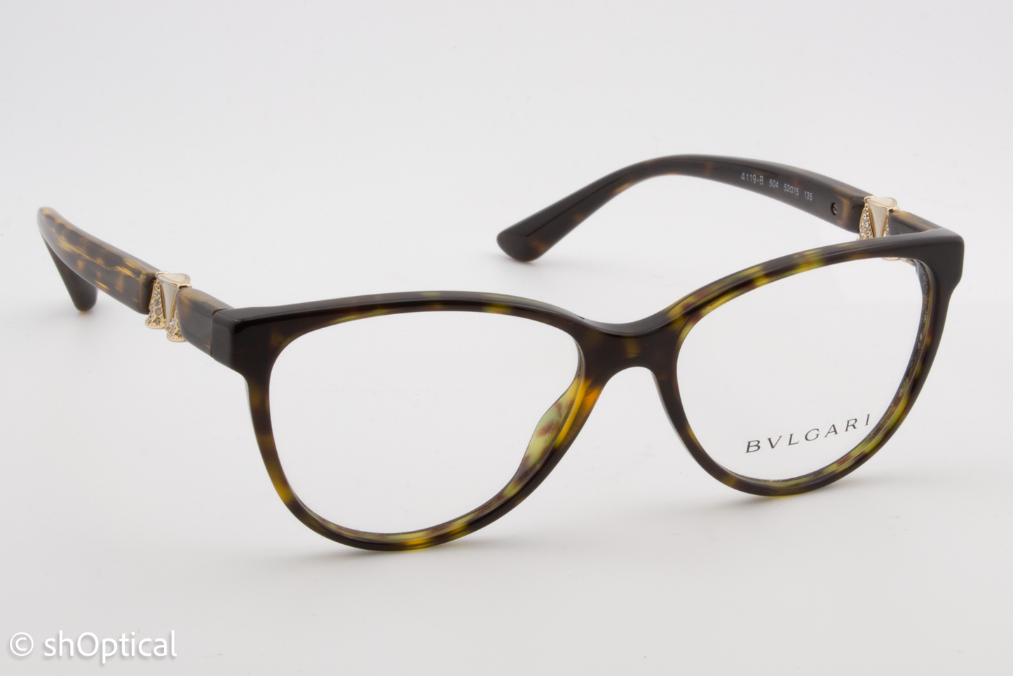 Bvlgari 4119-B  Female Cat Eye Glasses Frame Dark Havana 52mm