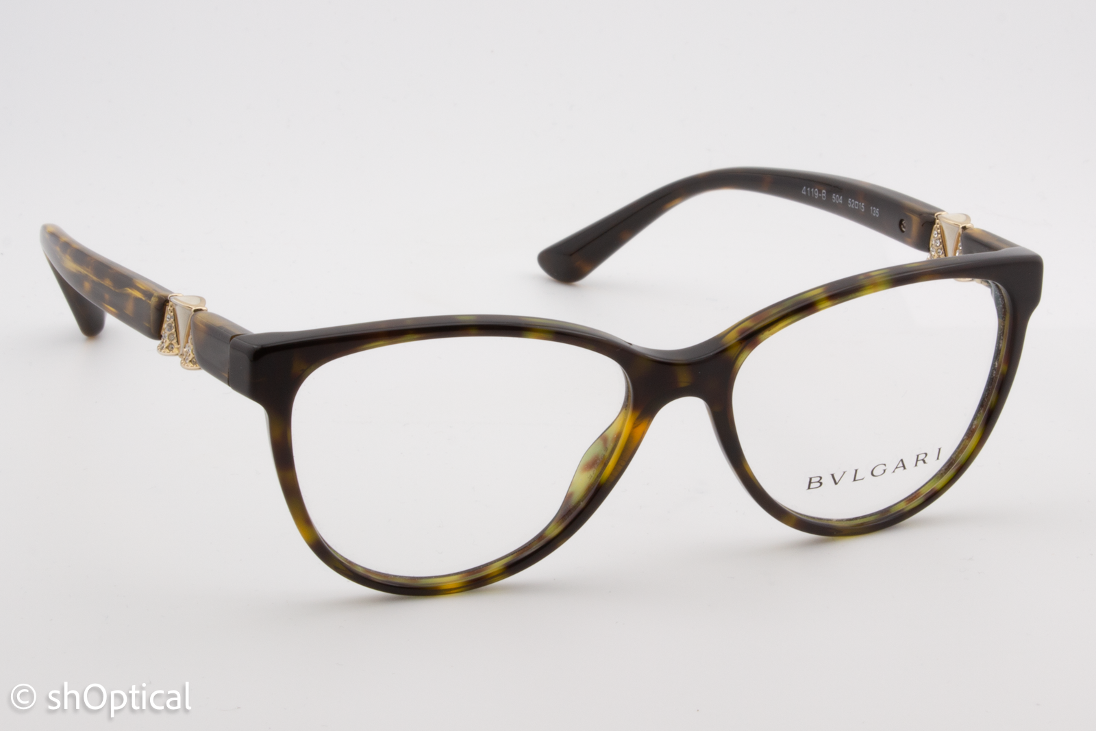Bvlgari 4119-B  Female Cat Eye Glasses Frame Dark Havana 52mm