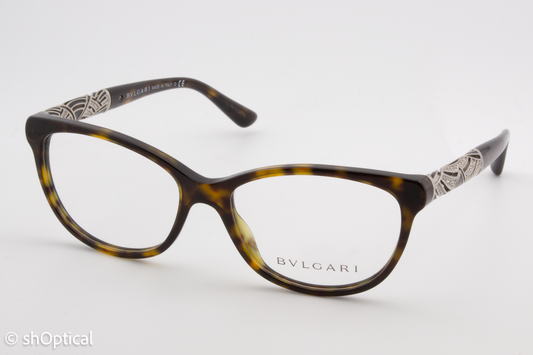 Bvlgari 4126-B  Female Square Glasses Frame Dark Havana 53mm