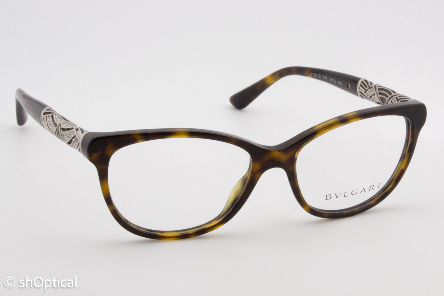 Bvlgari 4126-B  Female Square Glasses Frame Dark Havana 53mm