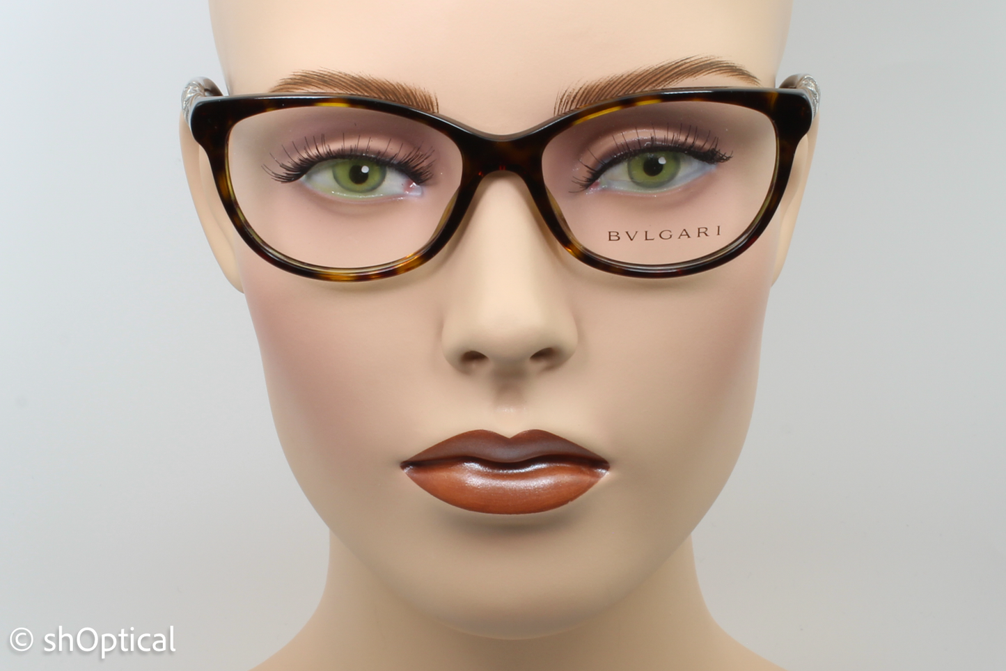 Bvlgari 4126-B  Female Square Glasses Frame Dark Havana 53mm