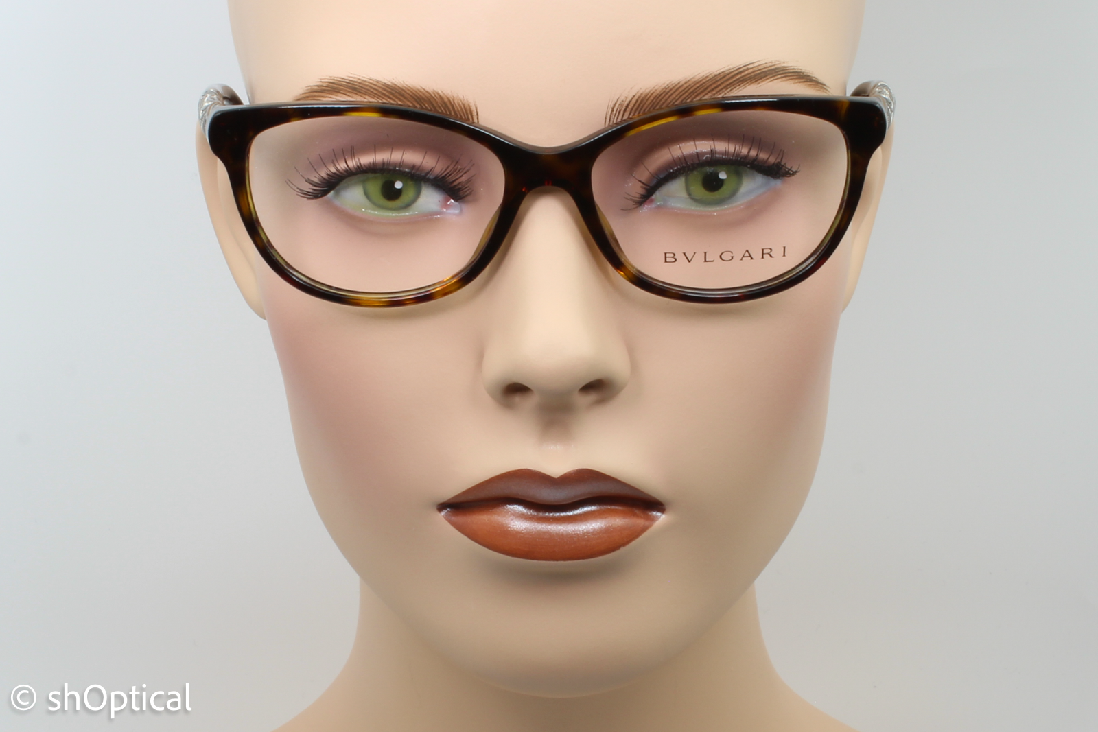 Bvlgari 4126-B  Female Square Glasses Frame Dark Havana 53mm