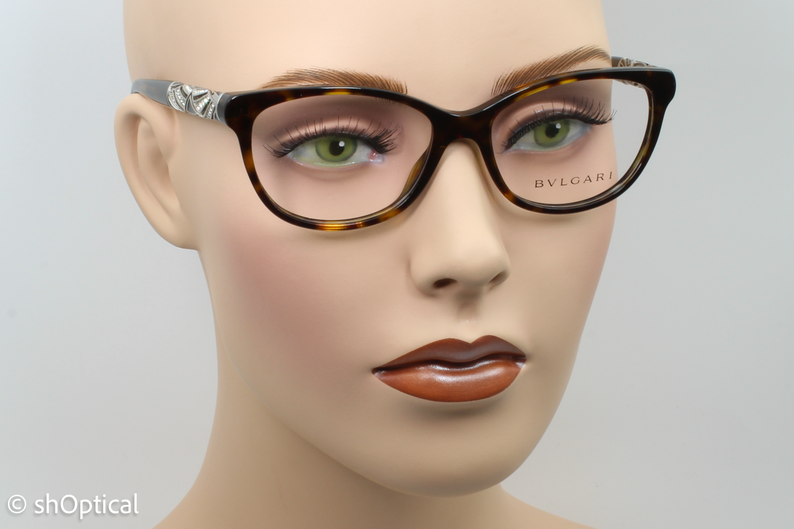 Bvlgari 4126-B  Female Square Glasses Frame Dark Havana 53mm