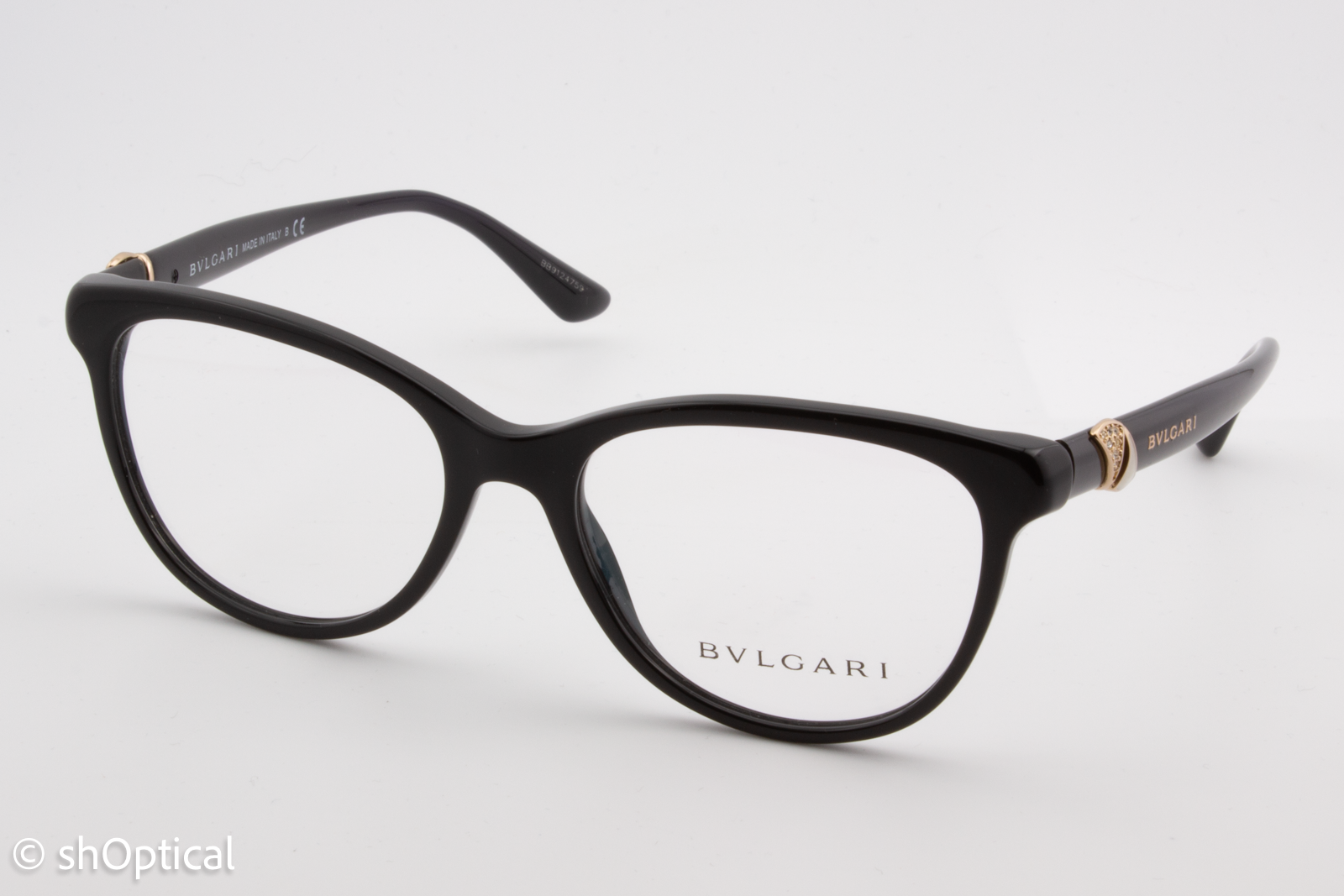 Bvlgari 4127-B  Female Cat Eye Glasses Frame Black 54mm