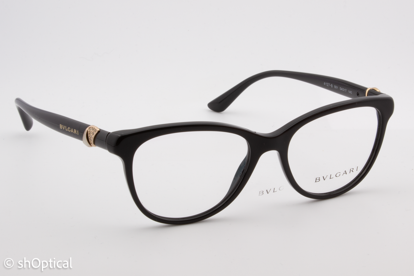 Bvlgari 4127-B  Female Cat Eye Glasses Frame Black 54mm