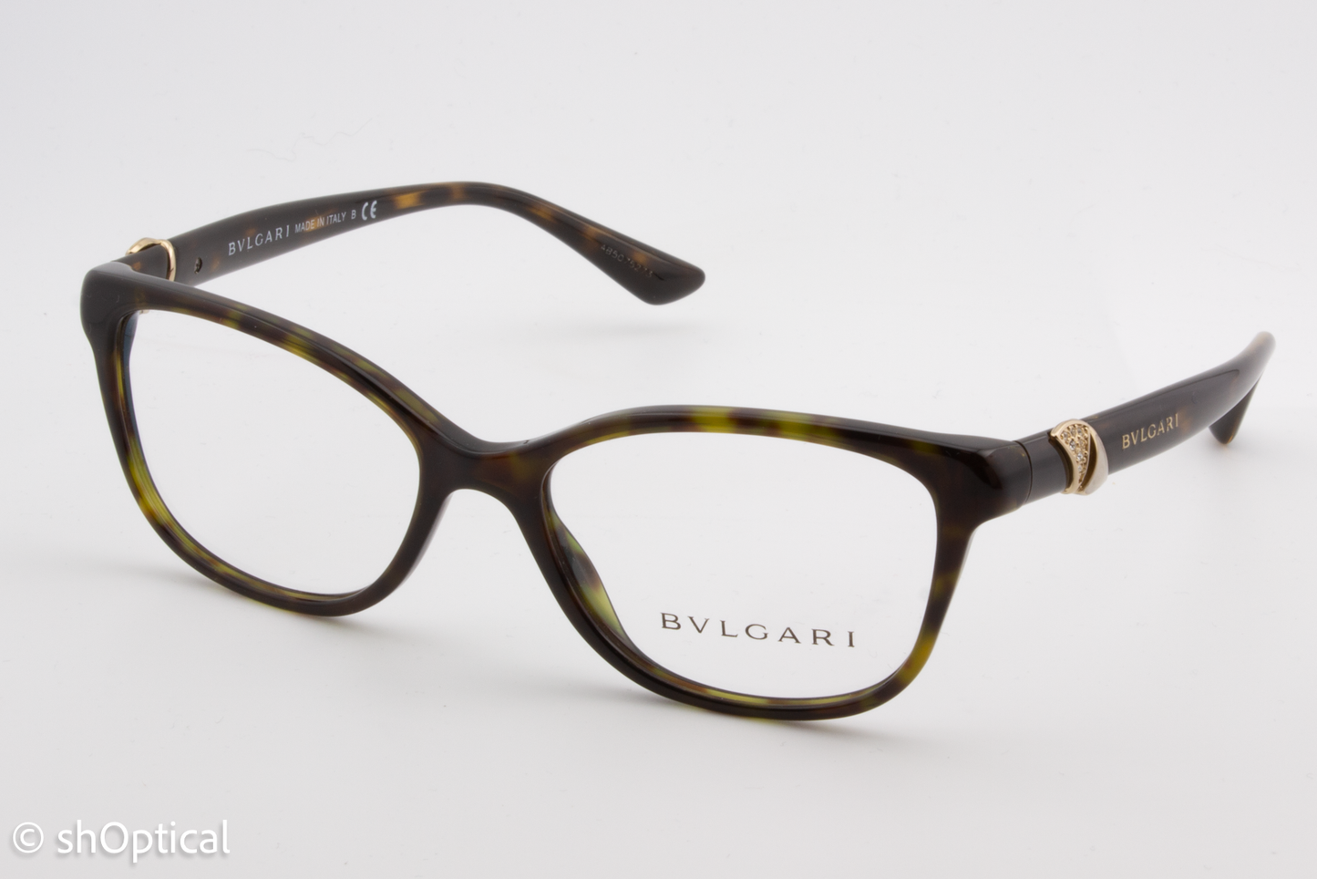 Bvlgari 4128-B  Female Cat Eye Glasses Frame Dark Havana 52mm