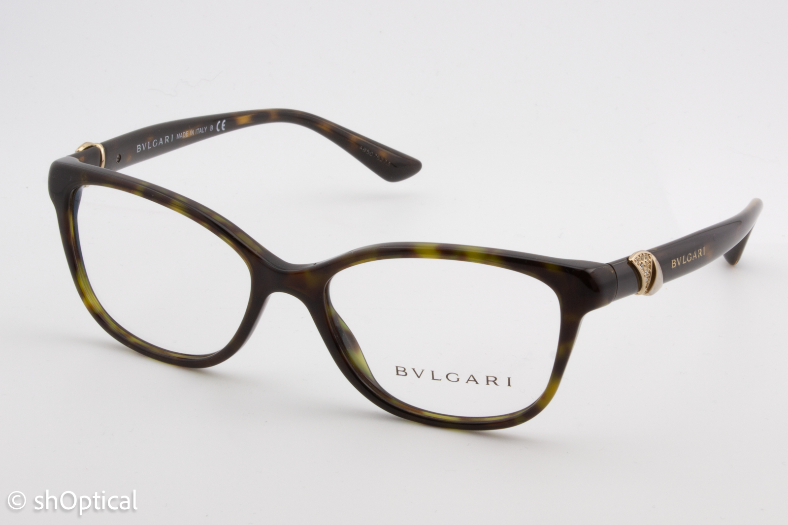 Bvlgari 4128-B  Female Cat Eye Glasses Frame Dark Havana 52mm