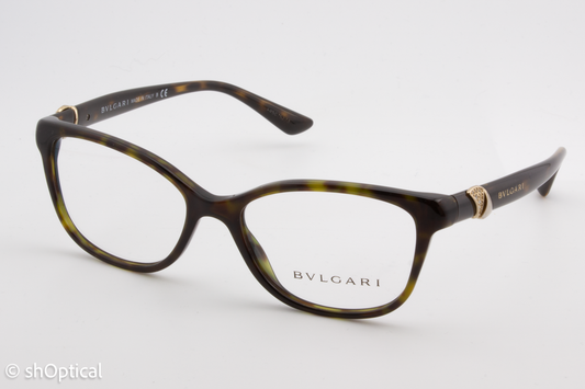 Bvlgari 4128-B  Female Cat Eye Glasses Frame Dark Havana 52mm