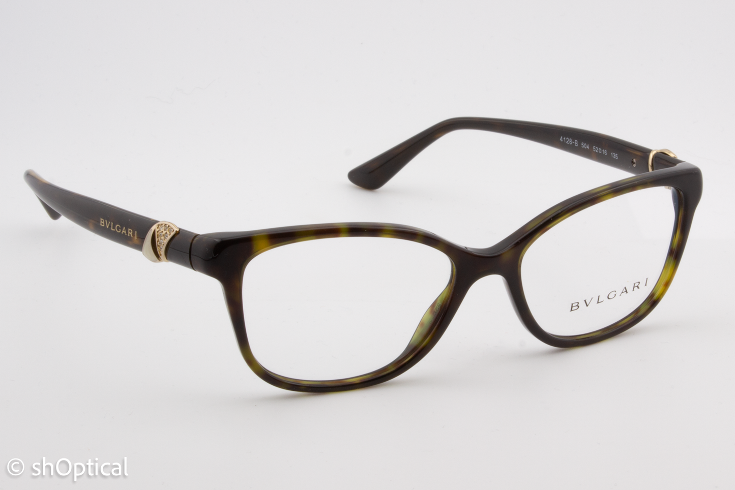 Bvlgari 4128-B  Female Cat Eye Glasses Frame Dark Havana 52mm