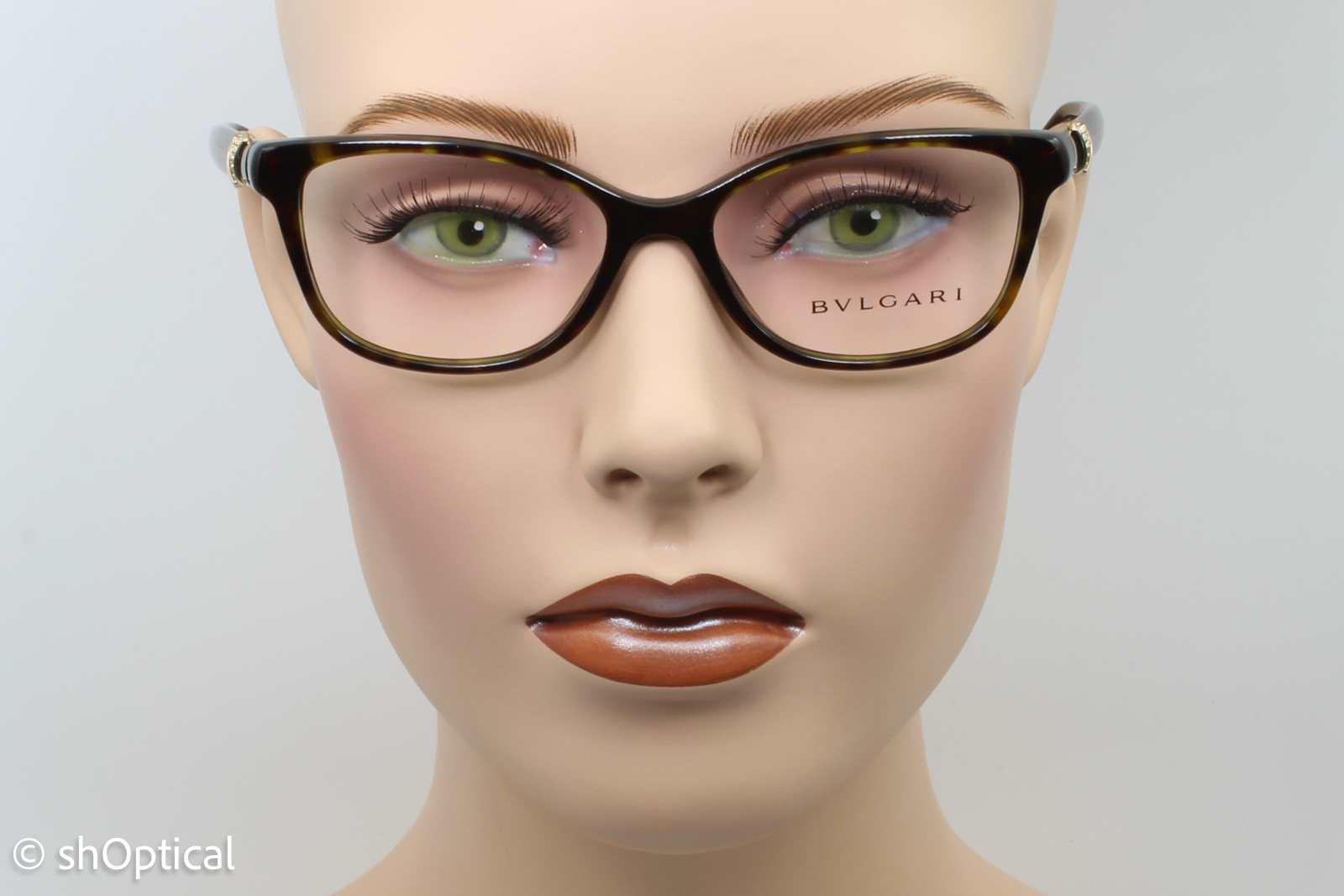 Bvlgari 4128-B  Female Cat Eye Glasses Frame Dark Havana 52mm