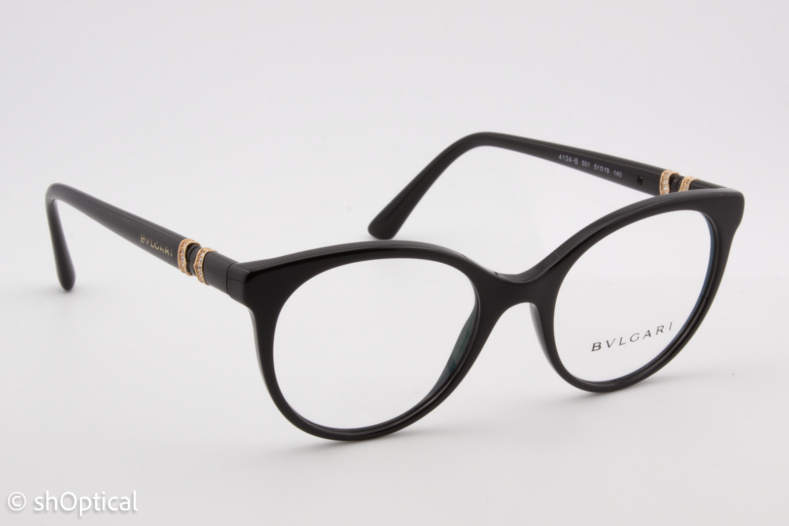Bvlgari 4134-B  Female Round Glasses Frame Black 51mm