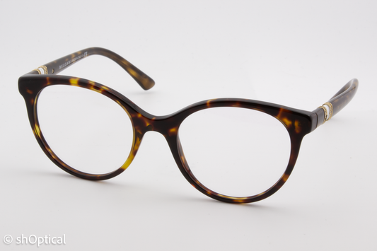 Bvlgari 4134-B  Female Round Glasses Frame Dark Havana 51mm