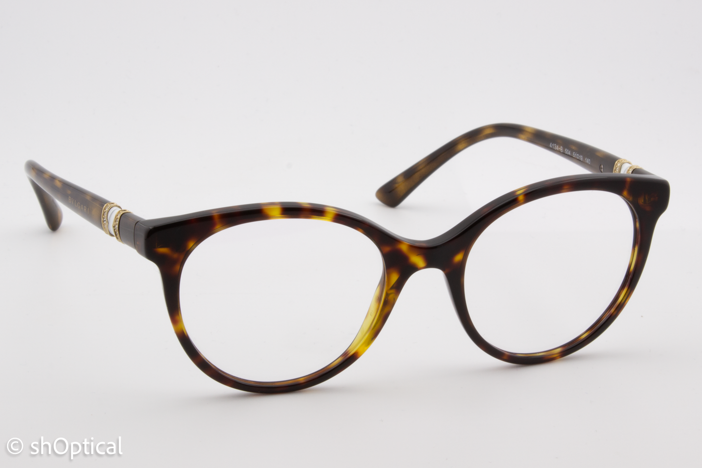 Bvlgari 4134-B  Female Round Glasses Frame Dark Havana 51mm