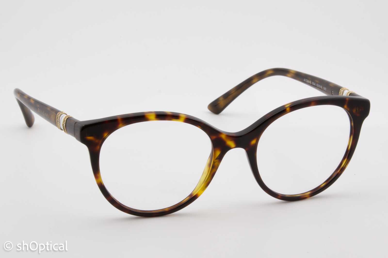 Bvlgari 4134-B  Female Round Glasses Frame Dark Havana 51mm