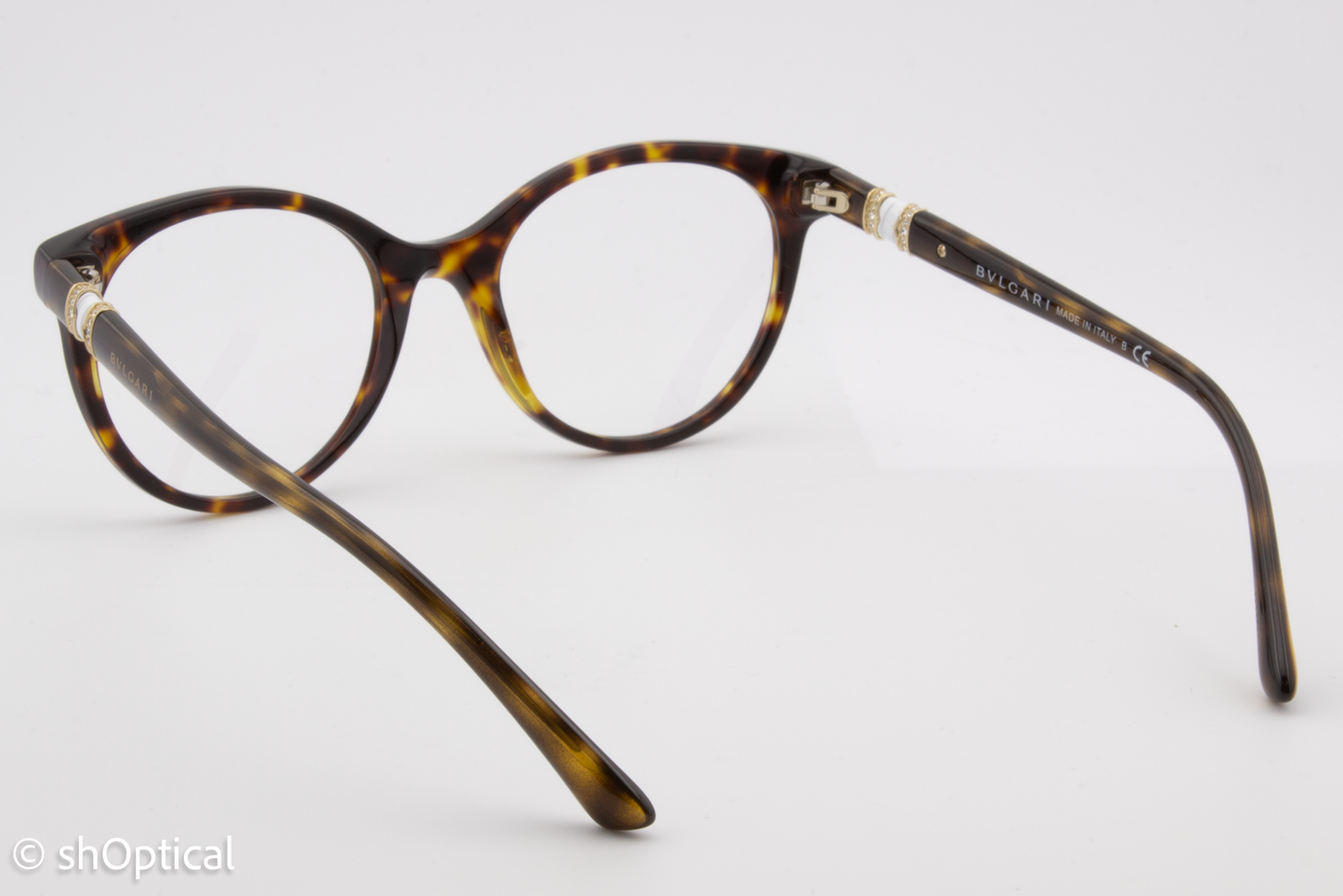 Bvlgari 4134-B  Female Round Glasses Frame Dark Havana 51mm