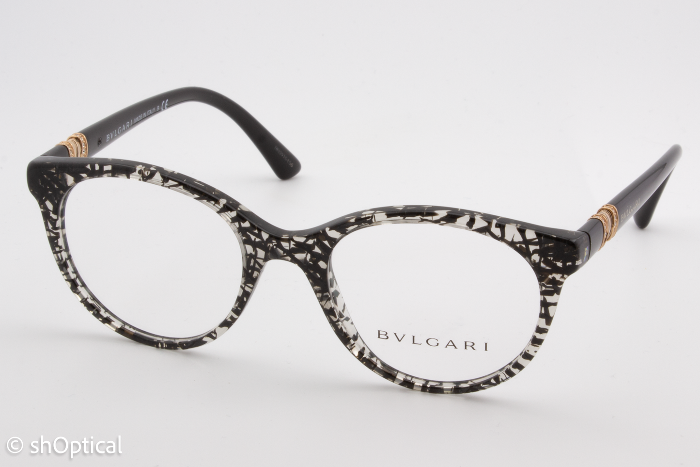Bvlgari 4134-B  Female Round Glasses Frame Black San Pietrino 49mm