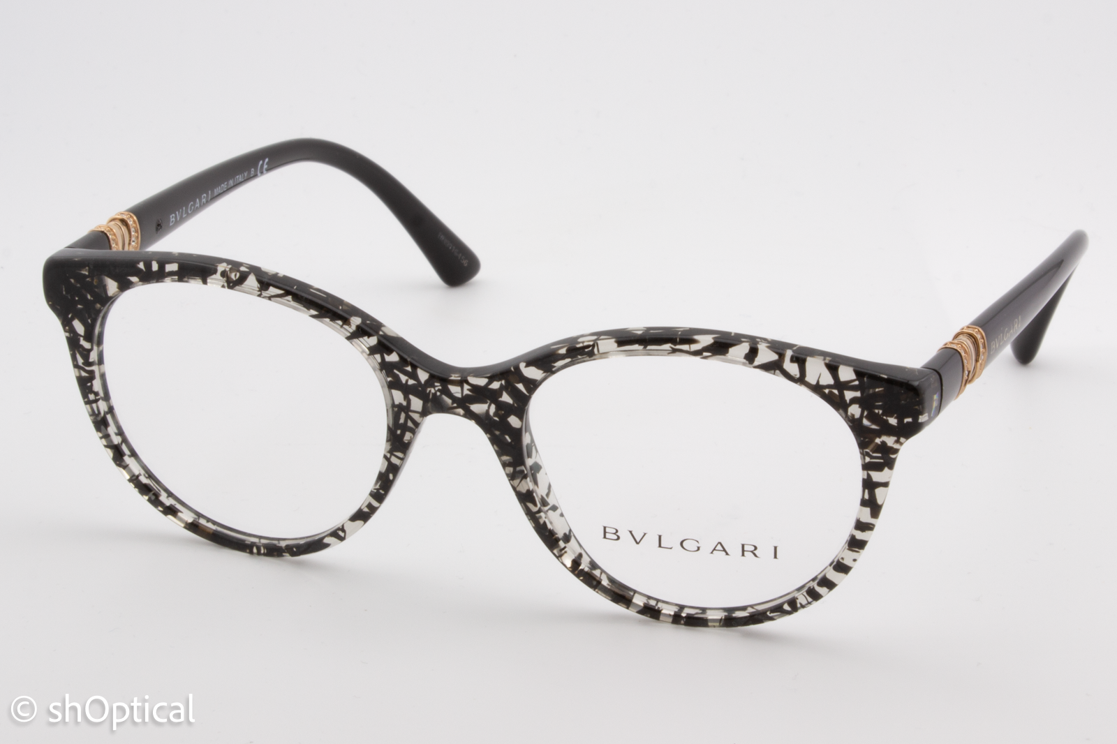 Bvlgari 4134-B  Female Round Glasses Frame Black San Pietrino 49mm