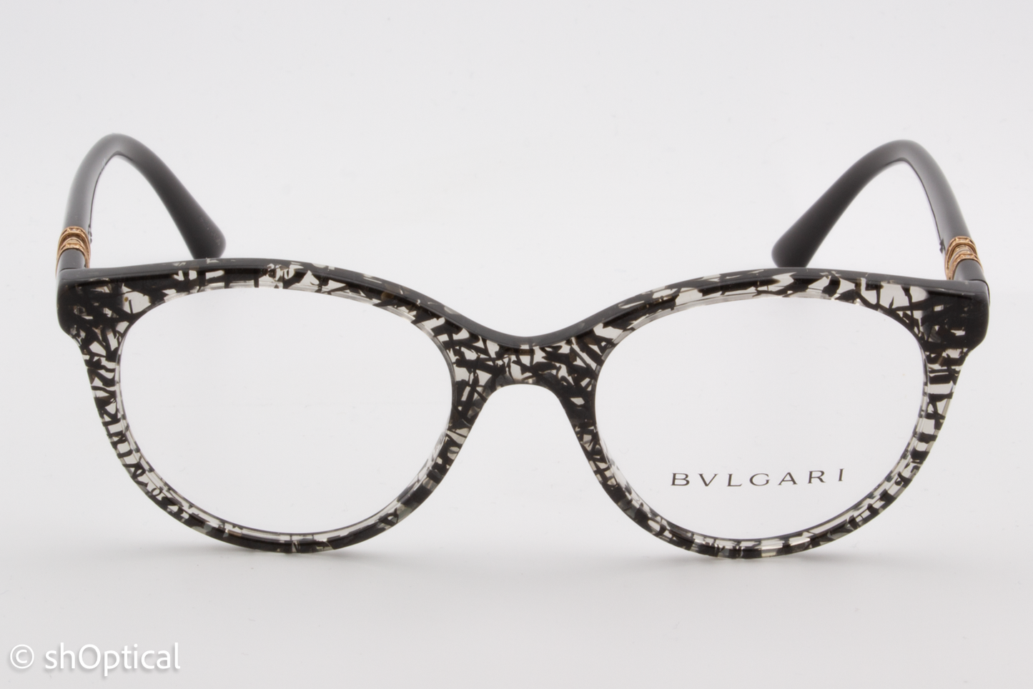 Bvlgari 4134-B  Female Round Glasses Frame Black San Pietrino 49mm