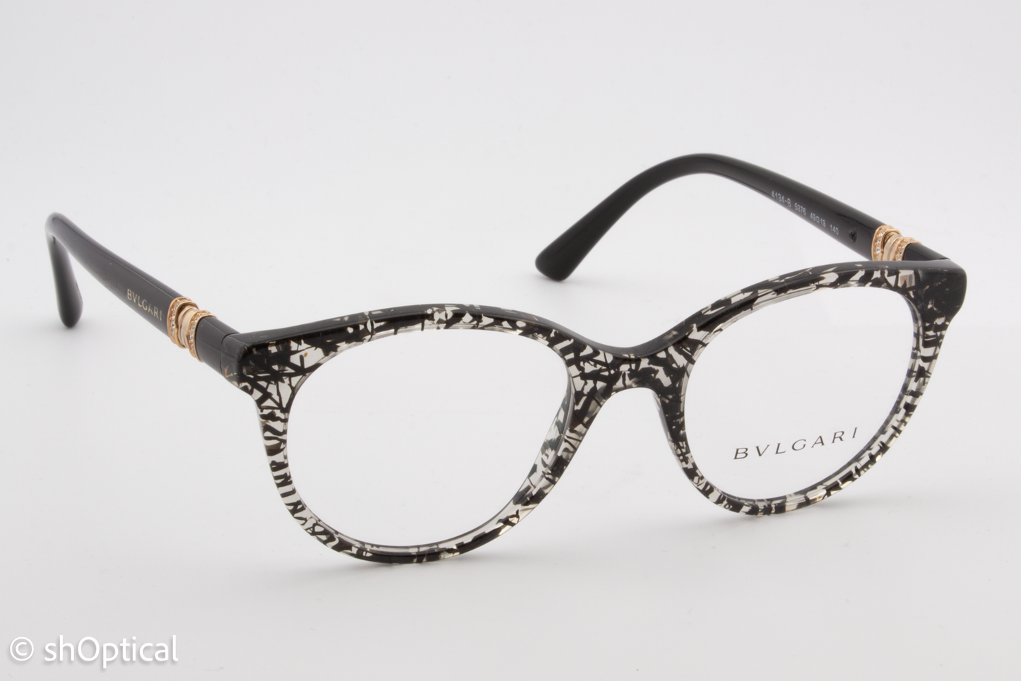 Bvlgari 4134-B  Female Round Glasses Frame Black San Pietrino 49mm