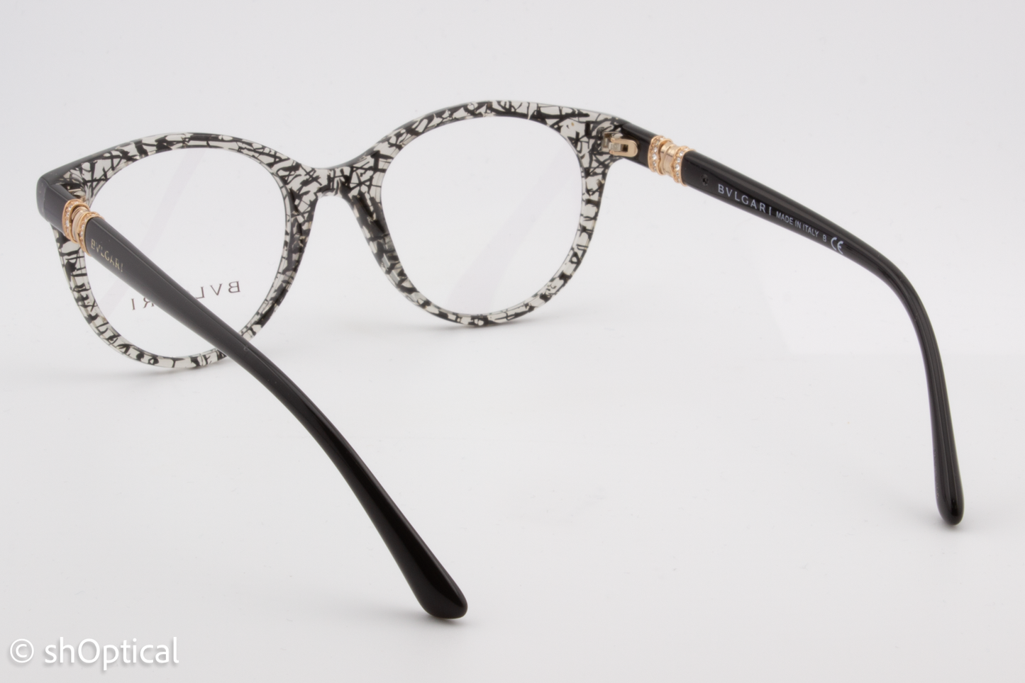 Bvlgari 4134-B  Female Round Glasses Frame Black San Pietrino 49mm