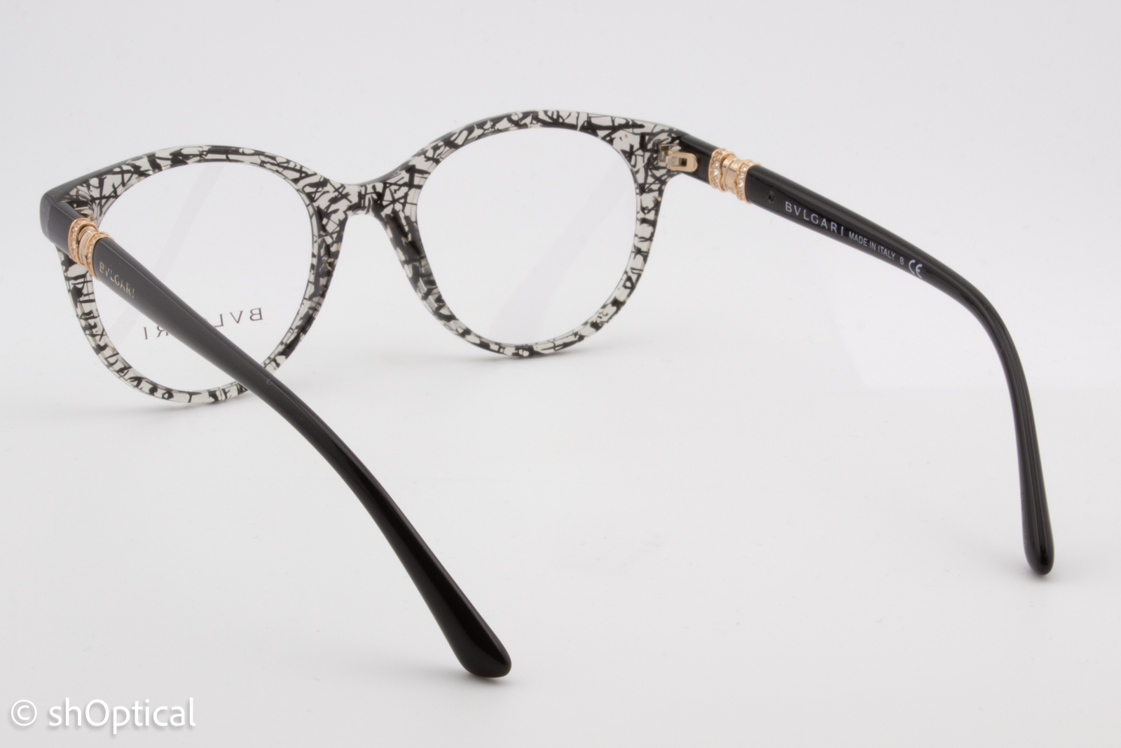 Bvlgari 4134-B  Female Round Glasses Frame Black San Pietrino 49mm