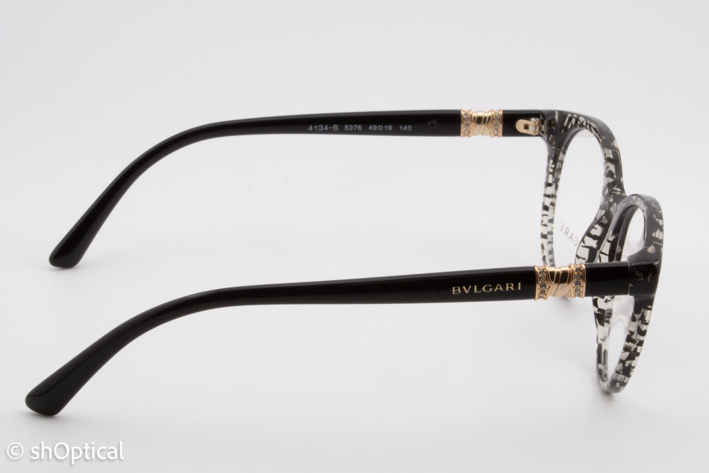 Bvlgari 4134-B  Female Round Glasses Frame Black San Pietrino 49mm