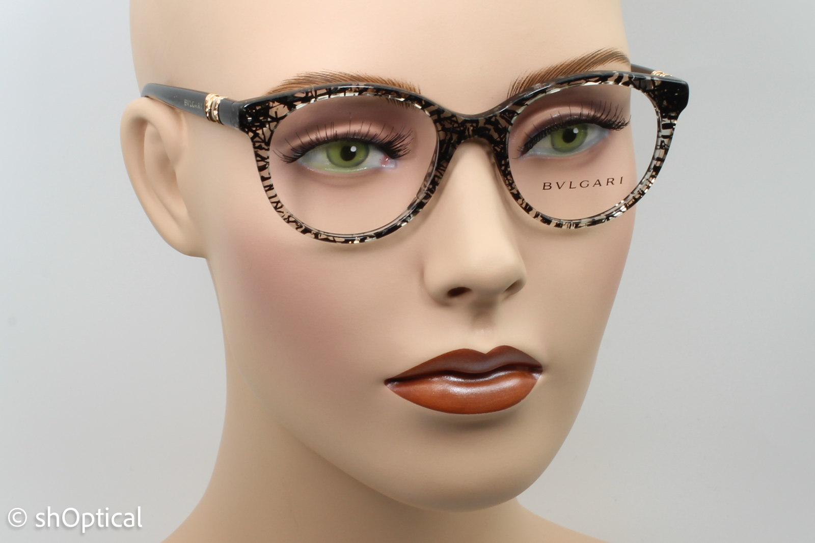 Bvlgari 4134-B  Female Round Glasses Frame Black San Pietrino 49mm