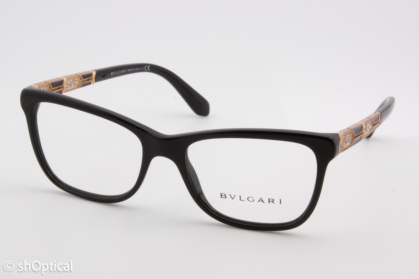 Bvlgari 4135-B  Female Square Glasses Frame Black 53mm