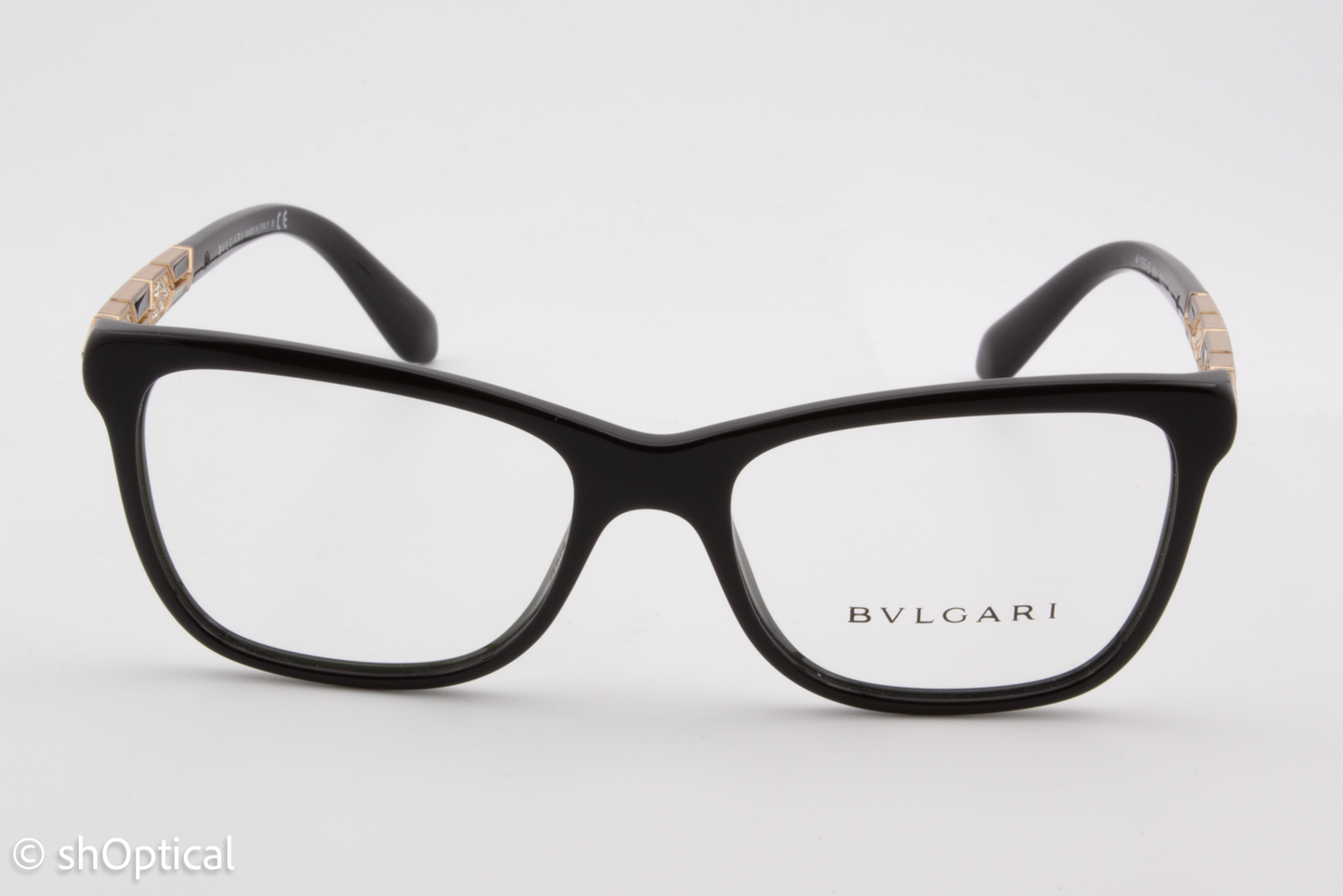 Bvlgari 4135-B  Female Square Glasses Frame Black 53mm