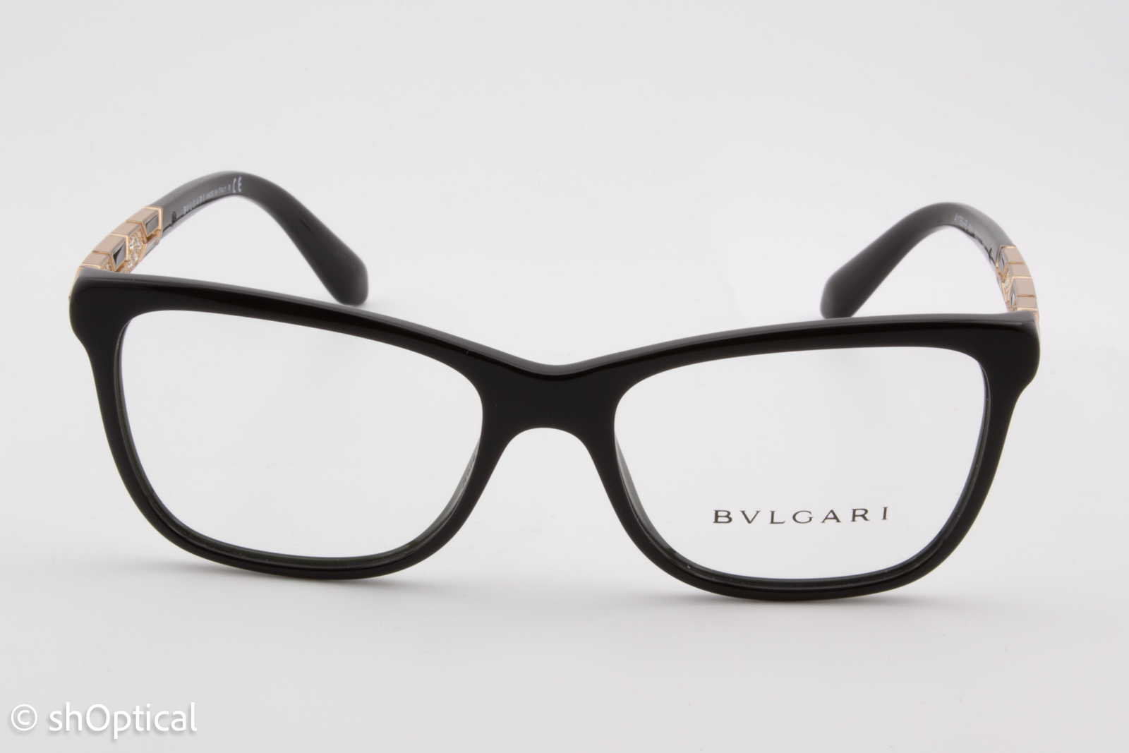 Bvlgari 4135-B  Female Square Glasses Frame Black 53mm