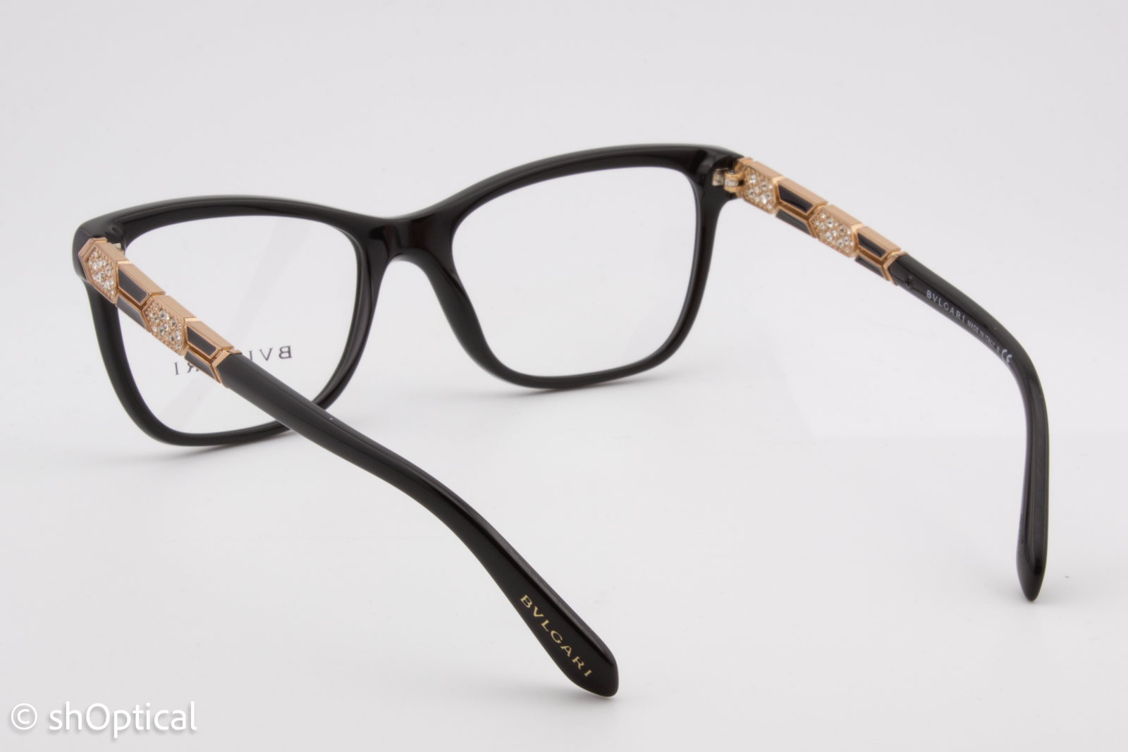 Bvlgari 4135-B  Female Square Glasses Frame Black 53mm