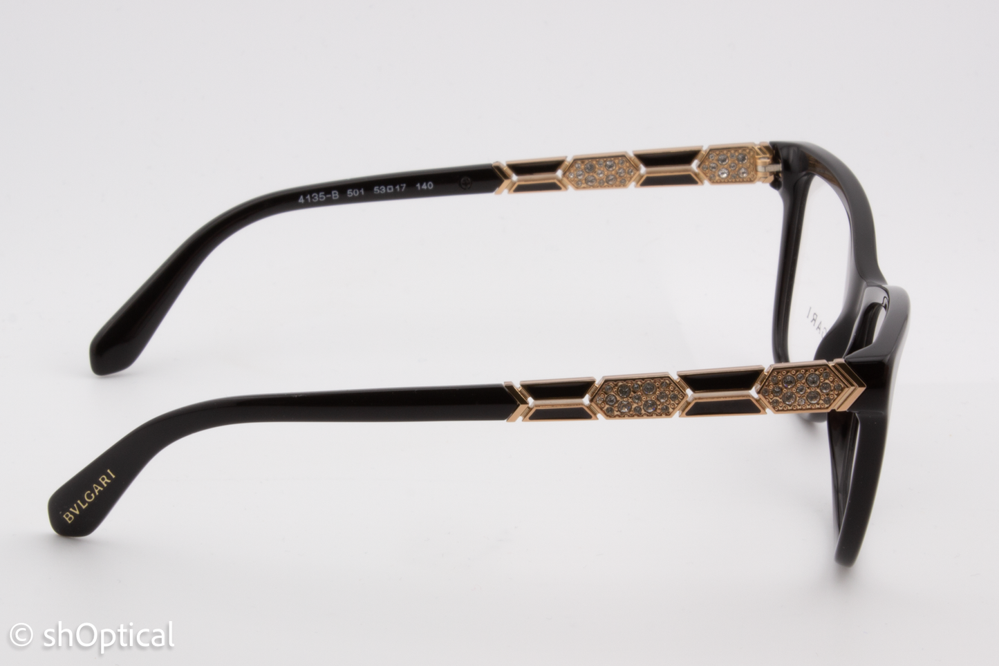 Bvlgari 4135-B  Female Square Glasses Frame Black 53mm